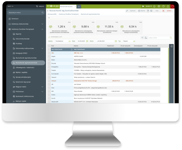 Mockup enova365 na komputerze